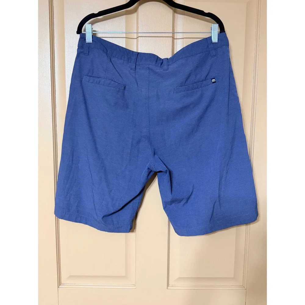 TravisMathew Mens Beck Hybrid Golf Shorts Blue Heather Stretch Size 34